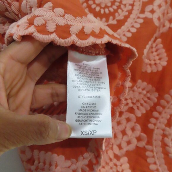 Anthropologie Eri + Ali Coral Embroidered Top XS - Picture 7 of 12